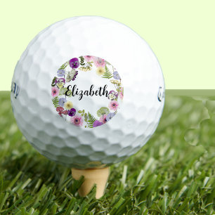 Balles De Golf Joli fleur sauvage fleuri avec nom personnalisé da