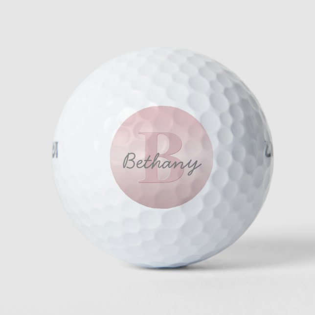 Balles De Golf Joli Monogramme rose personnalisable et votre nom  (Devant)