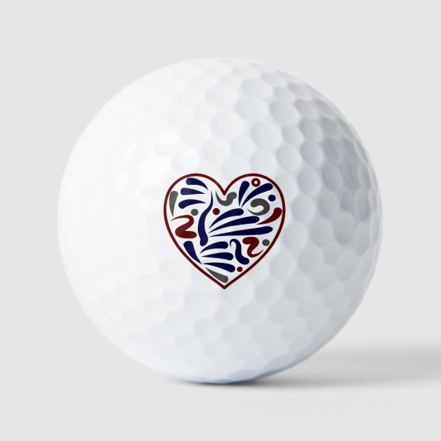 Balles De Golf Joli motif cardiaque abstrait (Recto)