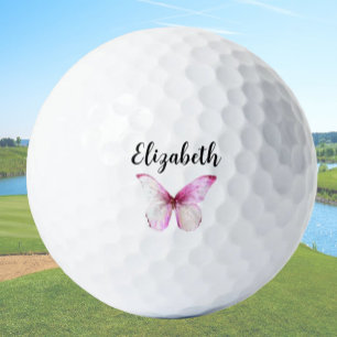 Balles De Golf Joli papillon rose avec nom personnalisé dames