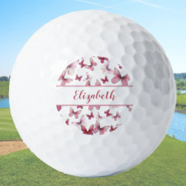 Balles De Golf Joli papillon rouge avec nom personnalisé dames