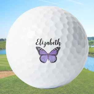 Balles De Golf Joli papillon violet avec nom personnalisé dames
