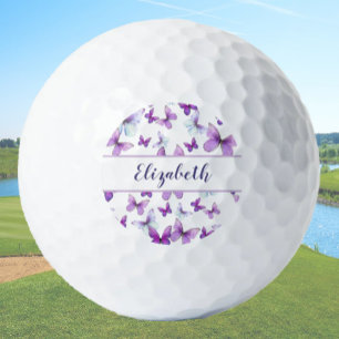 Balles De Golf Joli papillon violet avec nom personnalisé dames
