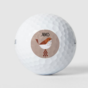 Balles De Golf Joli petit oiseau animal monogramme art