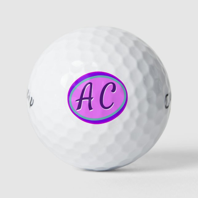 Balles De Golf Joli Rose Chaud Gros Monogrammes Balls De Golf (Devant)