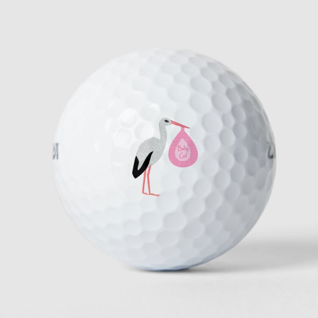 Balles De Golf Jolie chatte rose bébé fille Stork (Devant)
