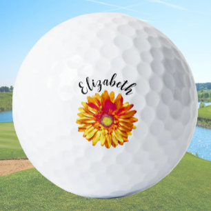Balles De Golf Jolie fleur marguerite orange nom personnalisé dam