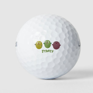 Balles De Golf Jolie olives joyeux chantant dessin animé