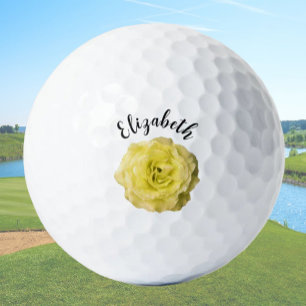 Balles De Golf Jolie rose jaune fleur nom personnalisé dames