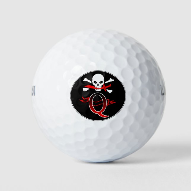 Balles De Golf Jolly roger Q Monogramme Chambres de golf initiale (Devant)