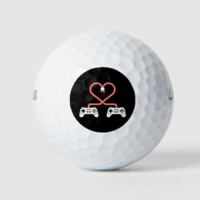 Balles De Golf Joueur Vidéo Valentines Jour Avec Contrôleurs Coeu (Devant)
