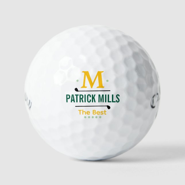 Balles De Golf Joueurs de golf Simple Monogramme moderne (Recto)