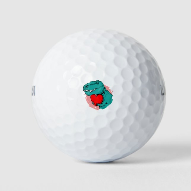 Balles De Golf jour des valentines heureux des dinosaures (Devant)