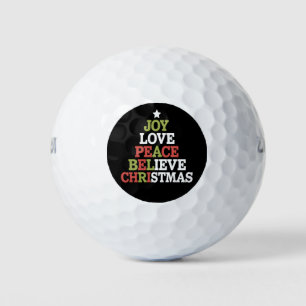 Balles De Golf Joy Love Peace Believe Christmas Tree Family