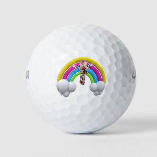 Balles De Golf Joyeuse Girafe, Arc-en-ciel, Nuages,