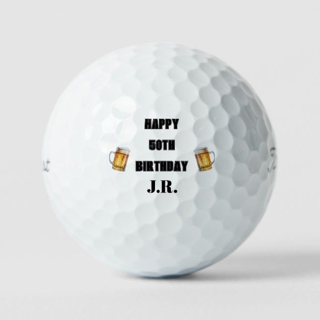 Balles De Golf Joyeux 50e anniversaire Beer Toast Titleist Pro V1 (Recto)