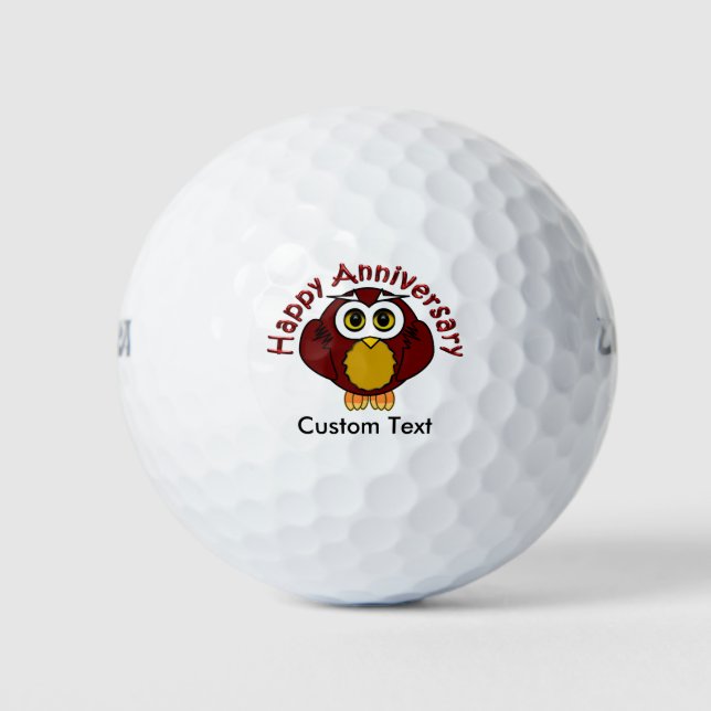 Balles De Golf Joyeux Anniversaire - Chouette Sage Avec Texte Cou (Devant)