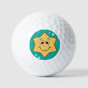 Balles De Golf Joyeux dessin animé étoile sourire visage, design