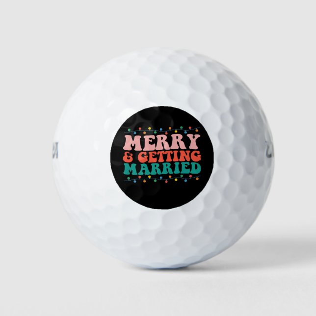 Balles De Golf Joyeux Et Se Marier Couple Noël Super (Devant)
