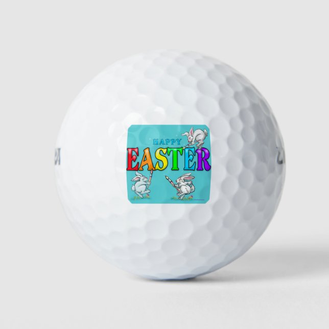 Balles De Golf Joyeux lapins de Pâques (Devant)