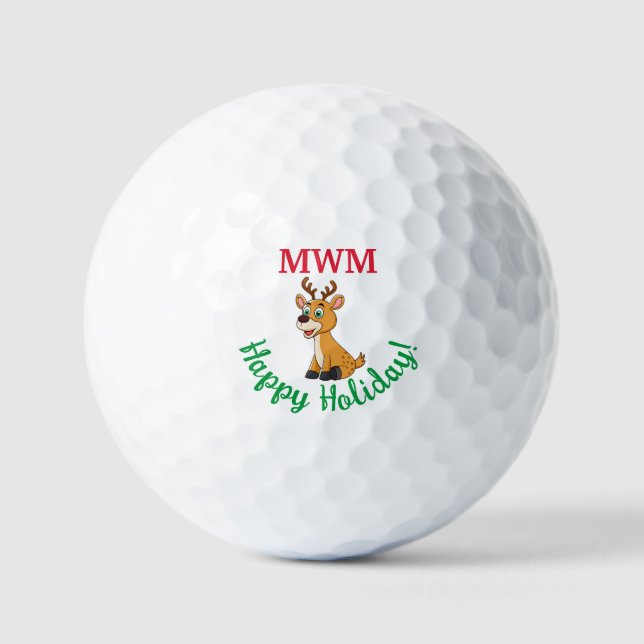 Balles De Golf Joyeux Monogramme Noël Cerf Golf Ball (Recto)