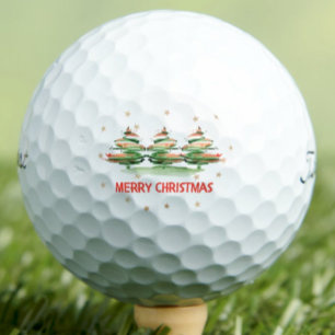 Balles De Golf Joyeux Noël - Arbres de Noël à l'aquarelle