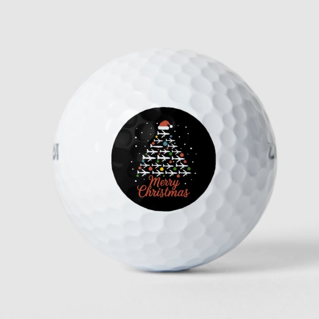 Balles De Golf Joyeux Noël Avion Vacances Arbre (Devant)