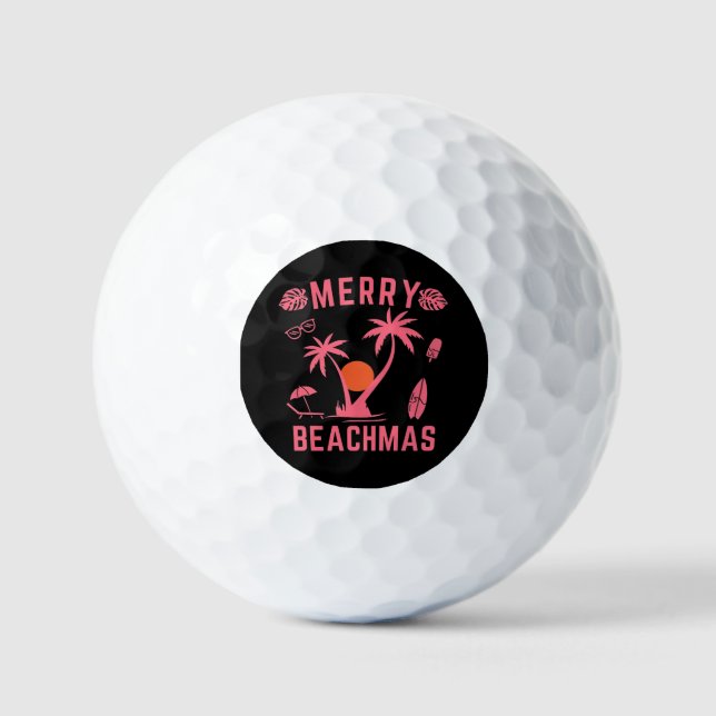 Balles De Golf Joyeux Noël Beachmas En Juillet (Recto)