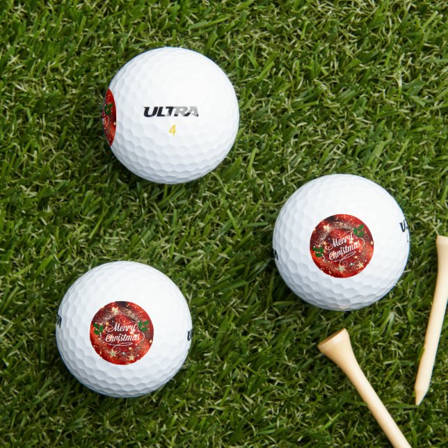Balles De Golf Joyeux Noël étincelant et brillant (Herbe in situ)