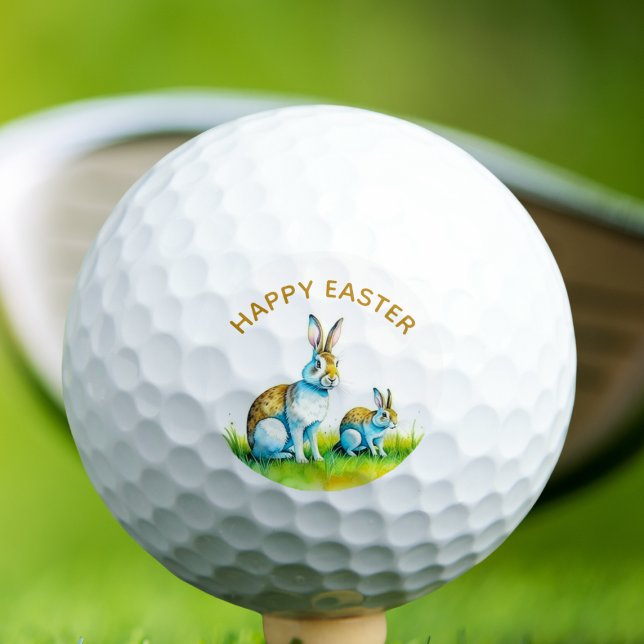 Balles De Golf Joyeux Pâques (Happy Easter cute rabbitt, watercolor bunny golf ball.)