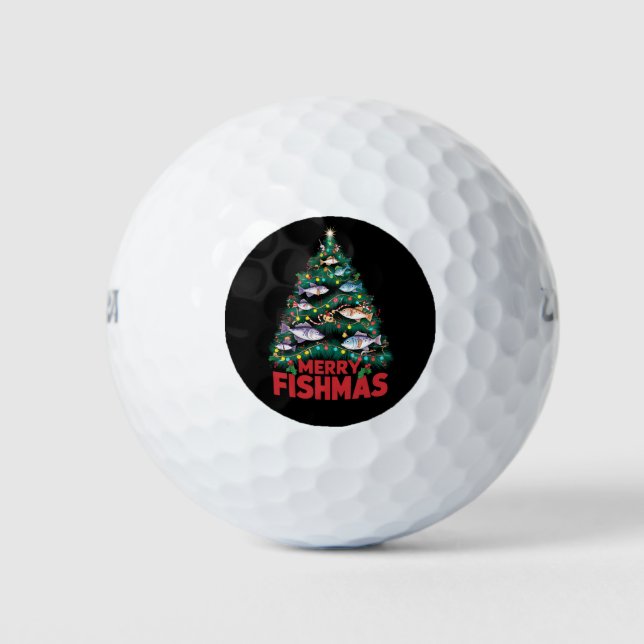 Balles De Golf Joyeux Poissons de Noël Lumières Poissons Pêche (Devant)