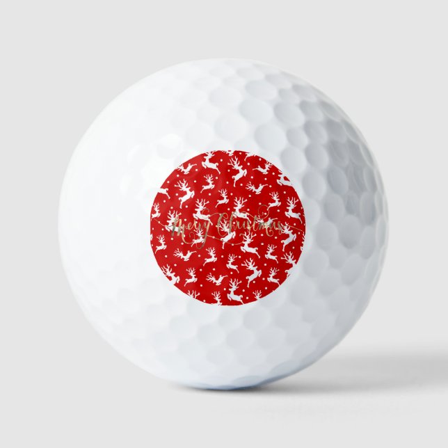 Balles De Golf Joyeux rennes de Noël Rouge (Recto)