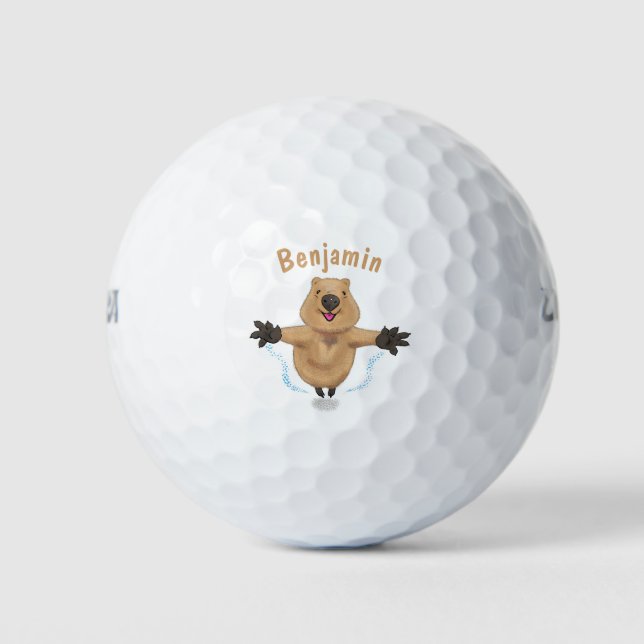 Balles De Golf Joyeux sauter quokka dessin animé (Devant)