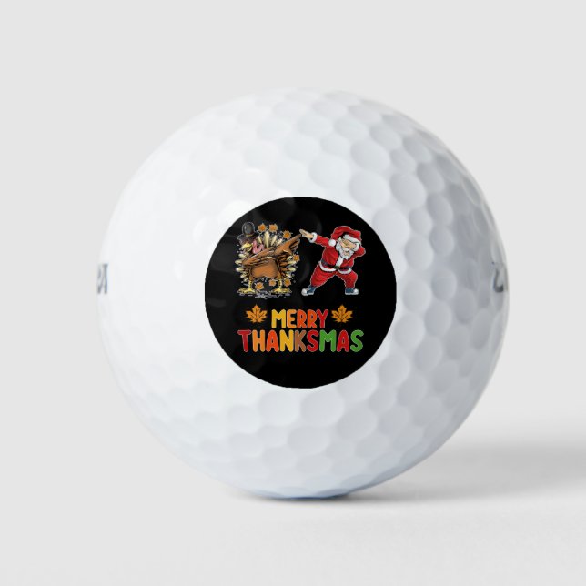 Balles De Golf Joyeux Thanksmas Thanksgiving automne Noël saison (Devant)