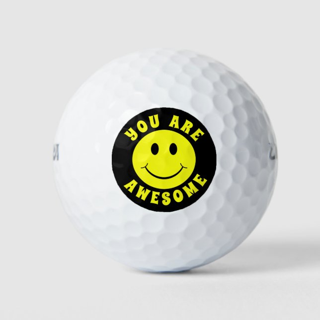 Balles De Golf Joyeux Visage Jaune Vous Êtes Magnifique (Devant)