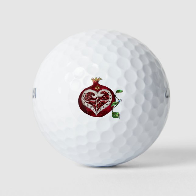 Balles De Golf Judaica Pomegranate Heart Hanoukka Rosh Hashanah (Devant)