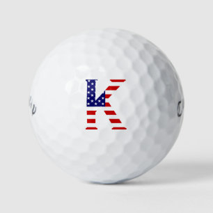 Balles De Golf K Monogramme superposé sur le drapeau américain cw