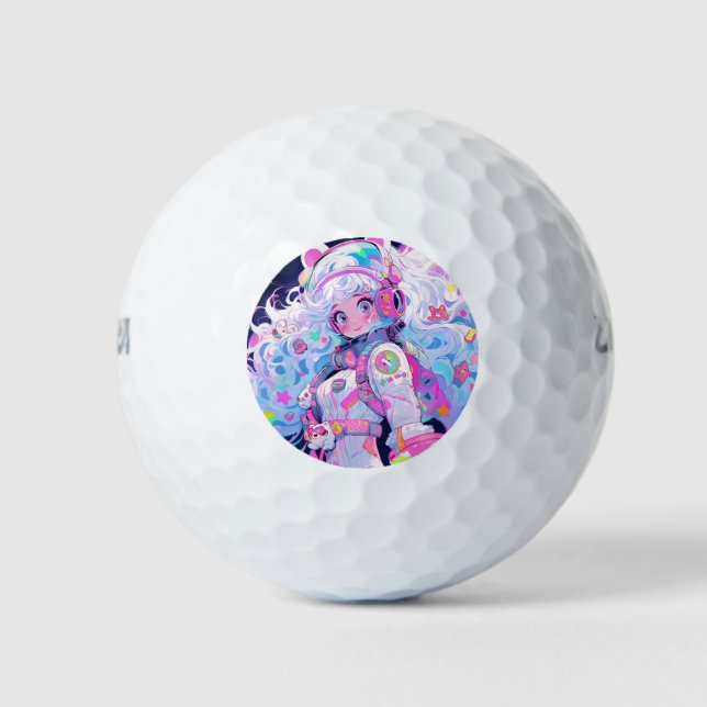Balles De Golf Kawaii Moe Pastel Astronaut spatial Anime Girl (Devant)