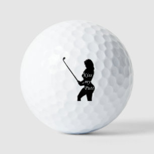 Balles De Golf Kiss My Putt - Silhouette de golfeuse féminine