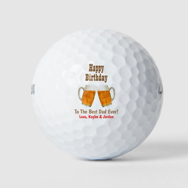 Balles De Golf La meilleure bière au monde papa d'anniversaire (Devant)
