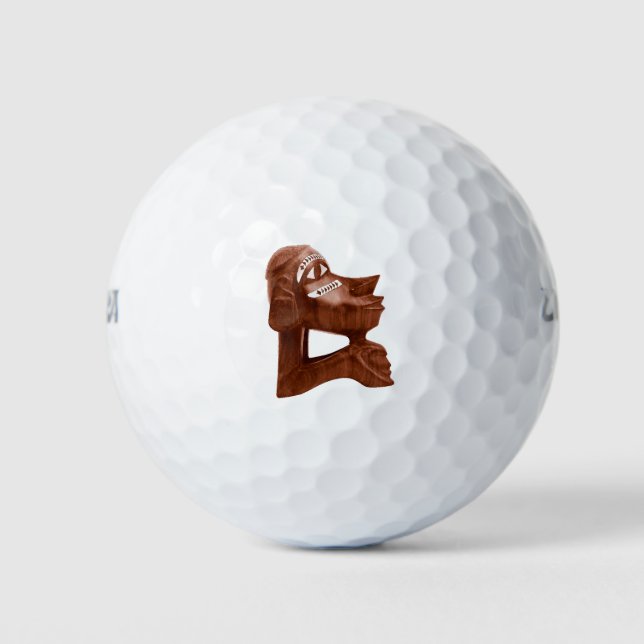 Balles De Golf La sculpture en bois du visage (Devant)