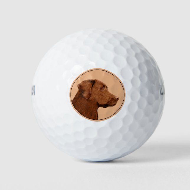 Balles De Golf Labrador Retriever (Chocolat) Peinture - Chien Art (Devant)