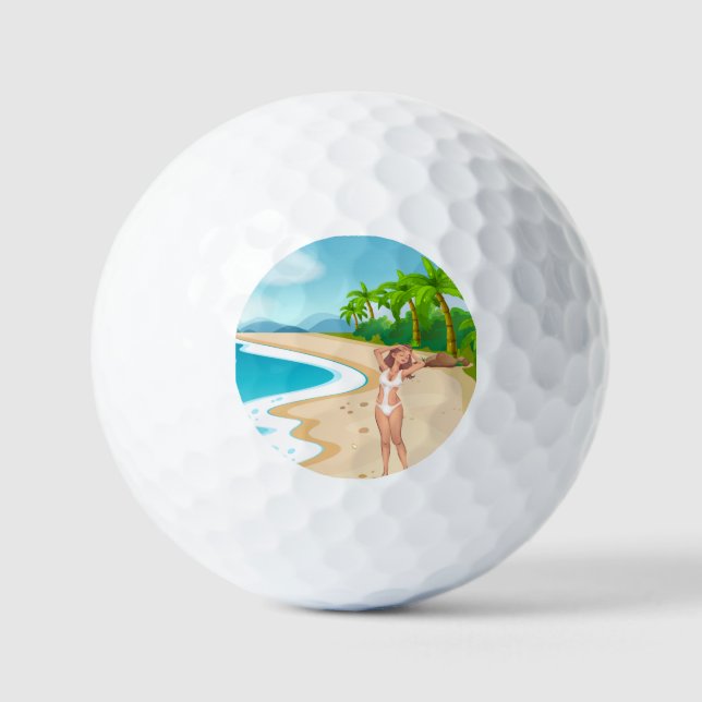 Balles De Golf ladie sur la plage (Recto)