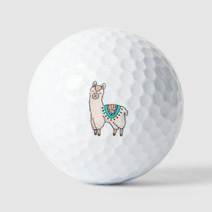 Balles De Golf lama alpaca de dessin animé souriant et heureux