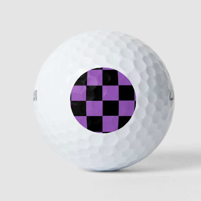 Balles De Golf Lavande et Motif À damiers noir (Devant)