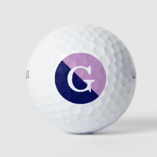 Balles De Golf Lavande Marine Bleu 2 Tone Diag initial Monogramme