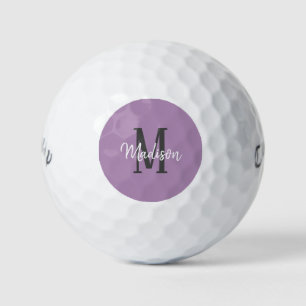 Balles De Golf Lavande Purple Script Monogramme Nom Dames