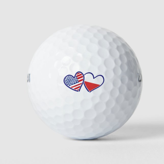 BALLES DE GOLF LES COEURS-DRAPEAUX ÉTATS-UNIS-POLONAIS (Devant)