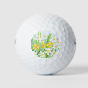 Balles De Golf Les jonquilles jaunes et blanches au printemps
