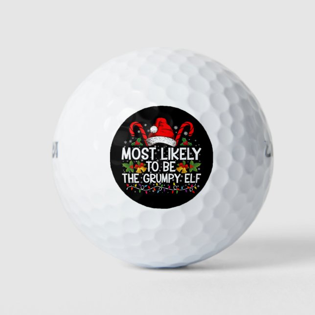 Balles De Golf Les Plus Probables D'Être L'Elfe Grumpy Drôle Noël (Devant)